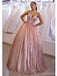 Gorgeous Pink A-line V-neck Maxi Long Prom Dresses,Evening Dresses,13174