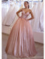 Gorgeous Pink A-line V-neck Maxi Long Prom Dresses,Evening Dresses,13174