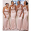 Light Pink Mermaid One Shoulder Cheap Long Bridesmaid Dresses,WG1443