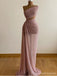 Unique Pink Sheath High Slit One Shoulder Maxi Long Prom Dresses,Evening Dresses,13217