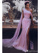 Gorgeous Pink Sheath One Shoulder High Slit Maxi Long Prom Dresses,13163