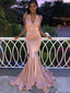 Mermaid Halter Pink Applique Long Prom Dresses, Sweet 16 Prom Dresses, 12518