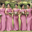 Pink Mermaid One Shoulder Cheap Long Bridesmaid Dresses Online,WG1430