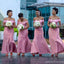 Sparkly Pink Off The Shoulder Sweetheart Cheap Long Bridesmaid Dresses Gown, WG1062