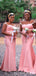 Pink Mermaid Illusion Sleeveless Long Bridesmaid Dressing Online,WG1071