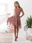 Pink Floral Spaghetti Straps Short Homecoming Dresses Online, Cheap Short Prom Dresses, CM857