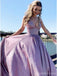 Pink A-line Spaghetti Straps V-neck Long Party Prom Dresses, Dance Dresses,12551