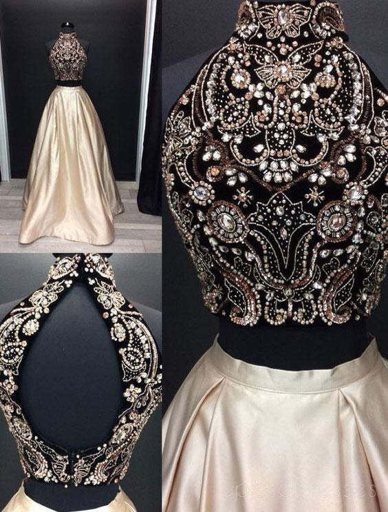 Sexy Two Pieces Heavily Beaded Blush Pink Skirt Evening Prom Dresses, Popular 2018 Party Prom Dresses, Custom Long Prom Dresses, Cheap Formal Prom Dresses, 17202