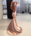 Sexy Backless Rose Gold Mermaid Long Evening Prom Dresses, Cheap Custom Party Prom Dresses, 18571