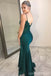 Teal Mermaid Spaghetti Straps V-neck Cheap Long Bridesmaid Dresses,WG1624