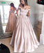 Simple Off Shoulder Satin Evening Prom Dresses, Popular A line Party Prom Dresses, Custom Long Prom Dresses, Cheap Formal Prom Dresses, 171912