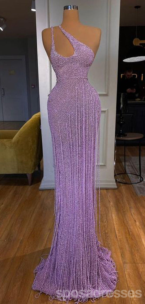 Gorgeous Purple Mermaid One Shoulder Maxi Long Prom Dresses,Evening Dresses,13110