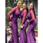 Purple Mermaid Jewel Long Sleeves Cheap Bridesmaid Dresses Online,WG1567