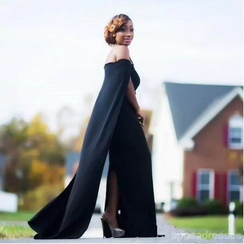 Unique Black Mermaid Off Shoulder Cheap Long Bridesmaid Dresses,WG1456