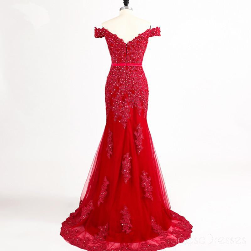 Rojo Sexy Sirena Fuera del Hombro de Encaje con Cuentas de Noche, vestidos de fiesta, Vestidos Populares de Cuentas de Fiesta Vestido de fiesta, Personalizada Largos Vestidos de fiesta, Hoteles de Formal, vestidos de fiesta, Vestidos 17154