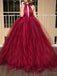 Sexy Backless Red Ball Gown Long Evening Prom Dresses, 17561