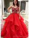 Sweetheart Red Ball Gown Long Evening Prom Dresses, Cheap Custom Sweet 16 Dresses, 18556