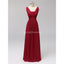 Vermelho duas tiras Chiffon sem encosto longos e baratos dama de honra vestidos on-line, WG560