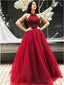 Red Halter Beaded A-line Cheap Long Evening Prom Dresses, Cheap Sweet 16 Dresses, 18390