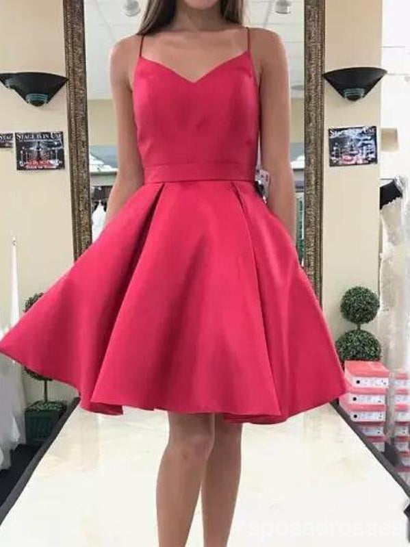 Barato Simples de Melancia Cintas de Espaguete Vermelho Vestidos de Regresso a casa, CM453