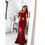 Long Sleeve Lace Mermaid Burgundy Long Bridesmaid Dresses Online, WG290