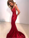 Sexy Backless Red Mermaid Long Evening Prom Dresses, Cheap Custom Party Prom Dresses, 18575