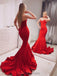 Simples Red Scoop Mermaid Cheap Evening Prom Dresses, Evening Party Prom Dresses, 12146