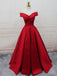 Simples Vermelho Fora Do Ombro A Linha Long Custom Evening Prom Dresses, 17418