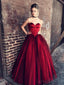 Strapless Sweetheart Maroon Ball Gown Floor Long Custom Evening Prom Dresses, 17422