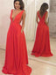 Sexy V Neck Dark Red Mermaid Long Evening Prom Dresses, 17657