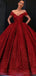 Off Shoulder Red Sparkly Ball Gown Cheap Long Evening Prom Vestidos, Baratos Custom Sweet 16 Vestidos, 18530