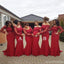 Sexy Mermaid Red Long Sleeve Cheap Bridesmaid Dresses, WG941