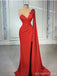 Red Sheath One Shoulder High Slit Cheap Long Prom Dresses Online,12998