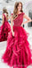 Red A-line Jewel Backless Long Prom Dresses Online,Dance Dresses,12664