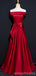 Simple Red A-line Off Shoulder Cheap Long Prom Dresses Online,12644