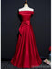 Simple Red A-line Off Shoulder Cheap Long Prom Dresses Online,12644