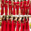 Red Mermaid One Shoulder Side Slit Long Bridesmaid Dresses Online, WG849