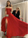 Red A-line Spaghetti Straps Backless High Slit Long Prom Dresses Online,12708