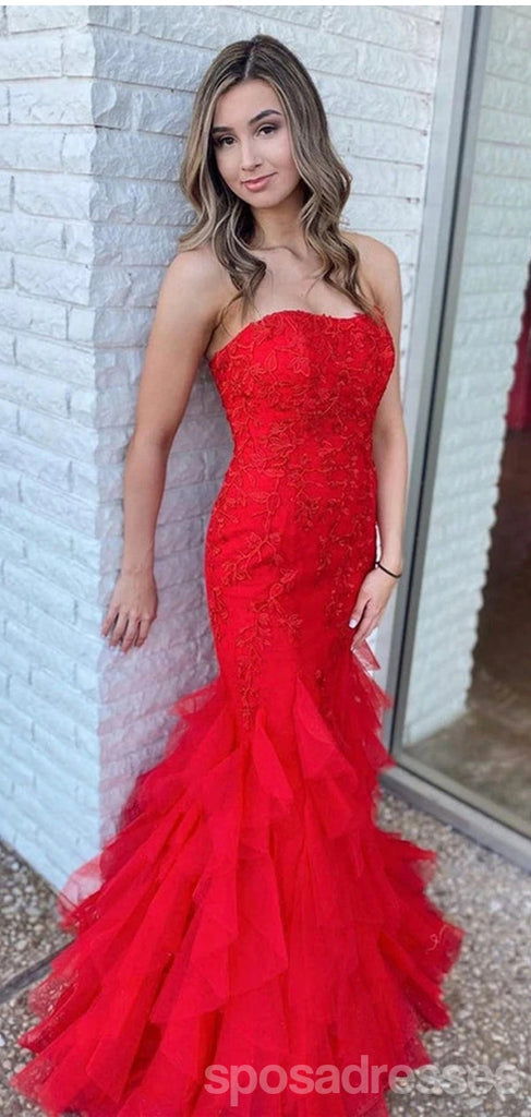 Red Mermaid Sweetheart Cheap Long Prom Dresses Online,12878