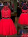 Two Pieces Red Homecoming Dresses,Cheap Short Prom Dresses,CM900