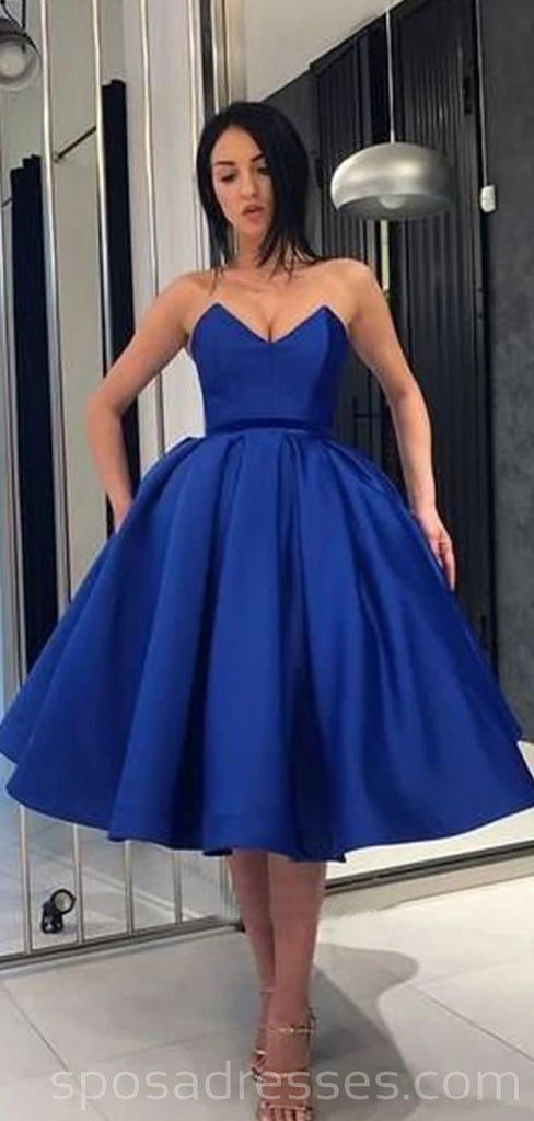 Strapless Blue Simple Cheap Homecoming Dresses en ligne, Cheap Short Prom Dresses, CM754