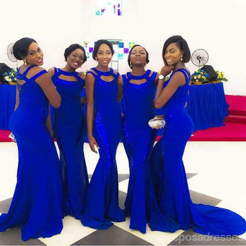 Unique Royal Blue Mermaid Cheap Long Bridesmaid Dresses Online,WG1395