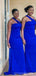 Royal Blue Mermaid High Slit Spaghetti Straps Long Bridesmaid Dresses Gown Online,WG1143