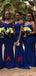 Royal Blue Simple Mermaid Spaghetti Straps Bridesmaid Dresses Gown Online,WG1134