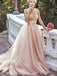 Gold Sequin A line Evening Prom Dresses, Long Tulle Party Prom Dresses, 17051