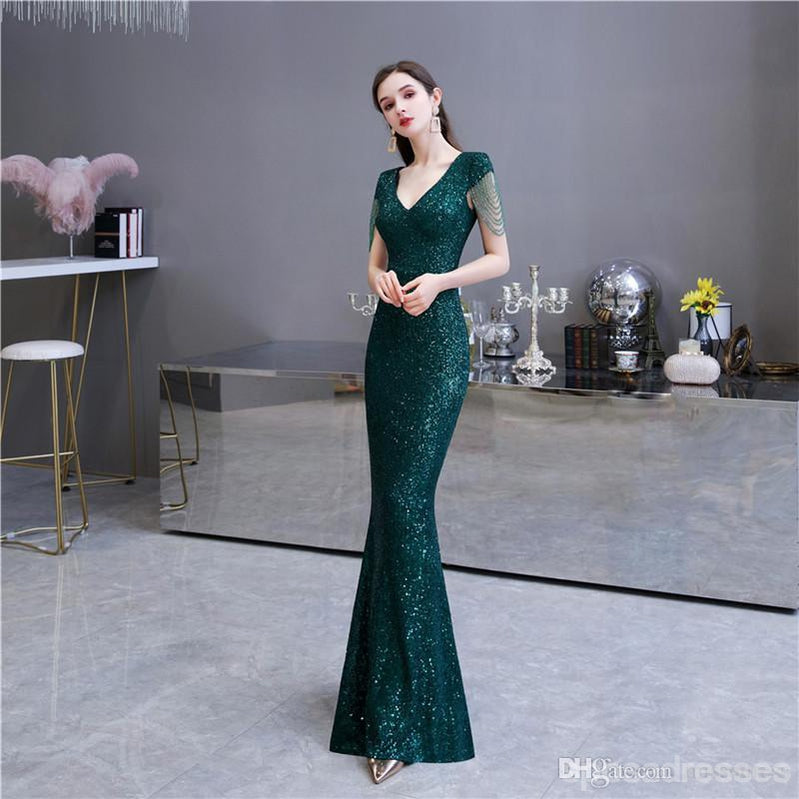 Querida pescoço ouro lantejoulas uma linha barato longo Evening Prom Dresses, Evening Party Prom Dresses, 12350