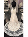 Sexy Backless V Neck Lace Mermaid vestidos de casamento on-line, vestidos de noiva baratos, WD636