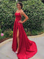 Vermelho Sexy Lado Slit Spaghetti Straps Cheap Long Evening Prom Vestidos, Cheap Sweet 16 Vestidos, 18374