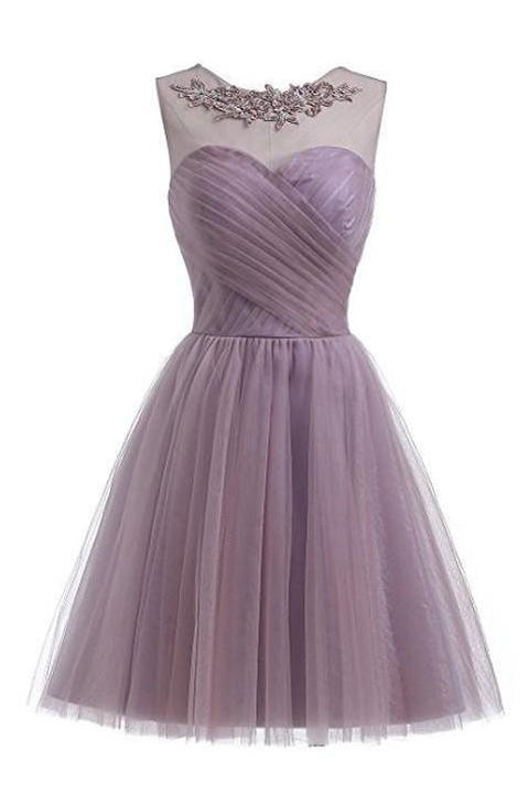 2018 Empoeirado Roxo Barato Curto Homecoming Dresses Online, CM634