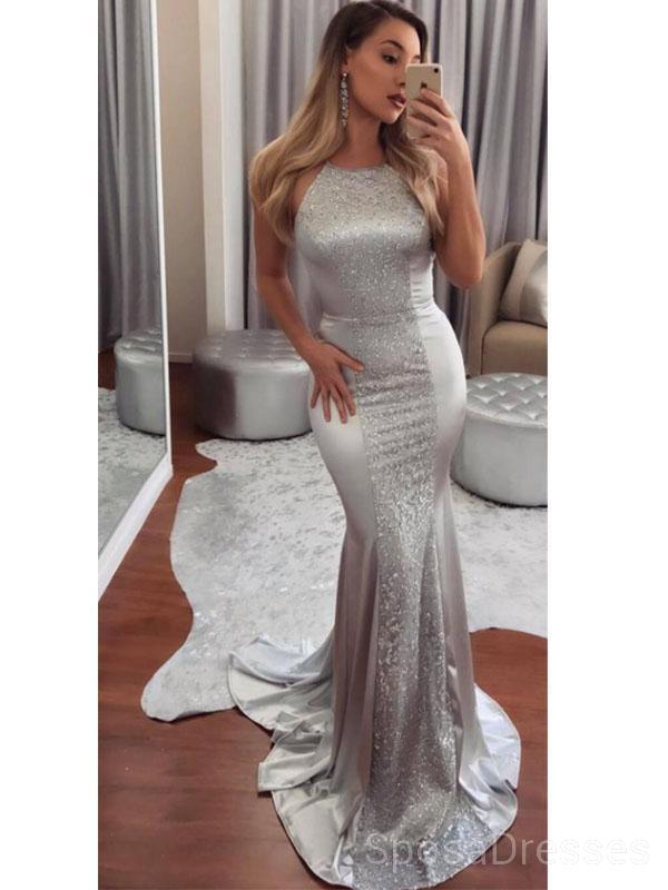 Vestidos Sexys Backless Mermaid Silver Evening Vestidos, Custom Custom Sweet 16 Vestidos, 18493